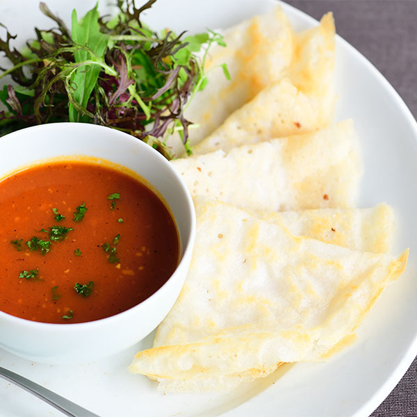 【レシピ】有機トマトのスープと米粉のクレープ