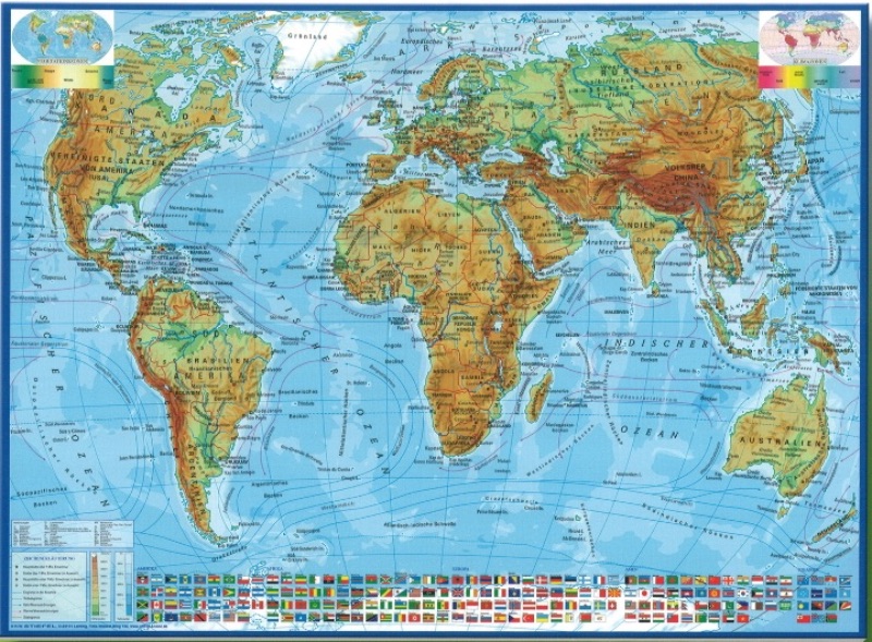 木製世界地図　国旗