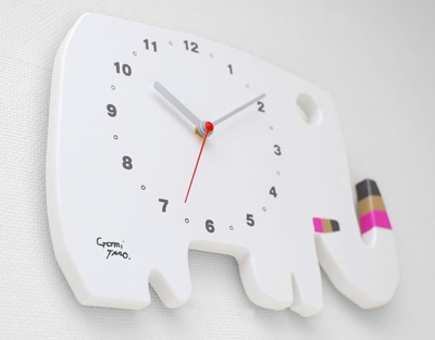 Gomi Taro Clock ゾウ ホワイト 壁掛け時計 五味太郎アネックス事務局 絵本のギフト通販 クレヨンハウス