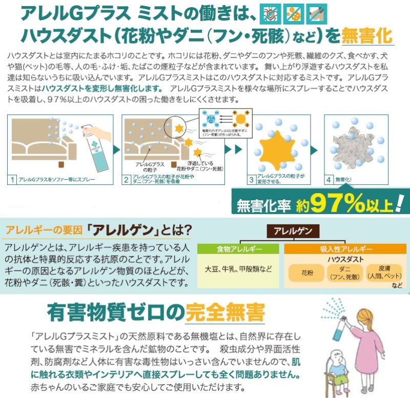 アレルgプラス ミスト 300ml ダニ 花粉 ハウスダスト対策 300ml オーガニックライフ コスメ 雑貨 クレヨンハウス