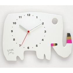 【数量限定】GOMI TARO CLOCK ゾウ・ホワイト（壁掛け時計）