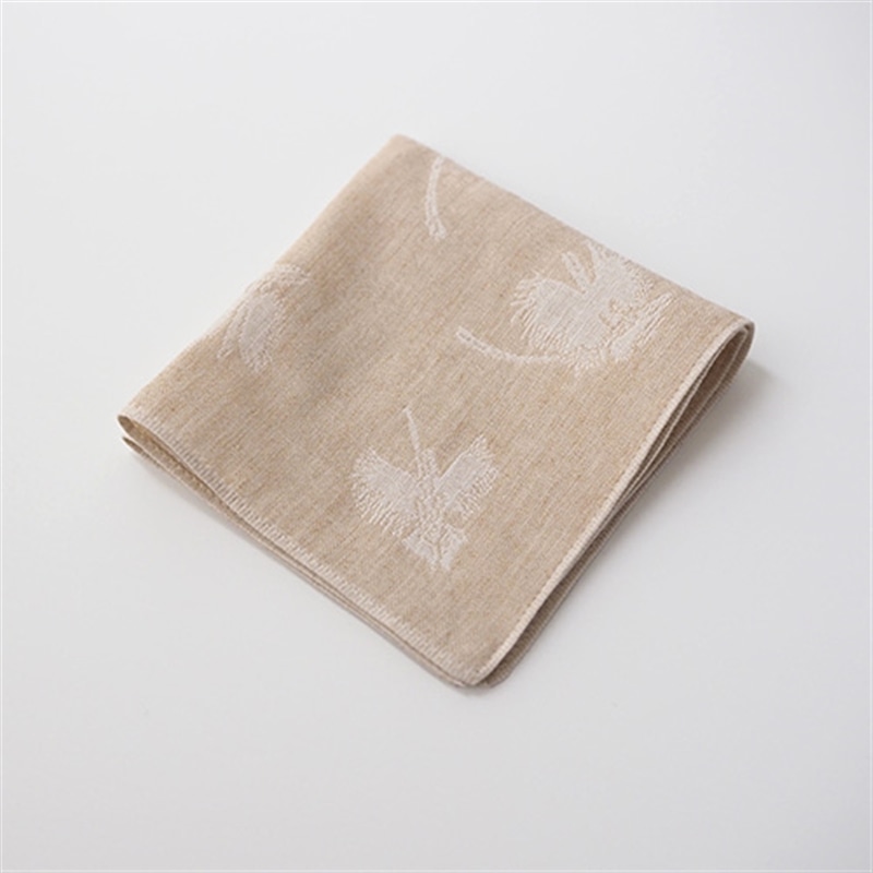 メイド・イン・アース 和綿ダブルガーゼハンカチーフ　【鷺草柄】【茶】