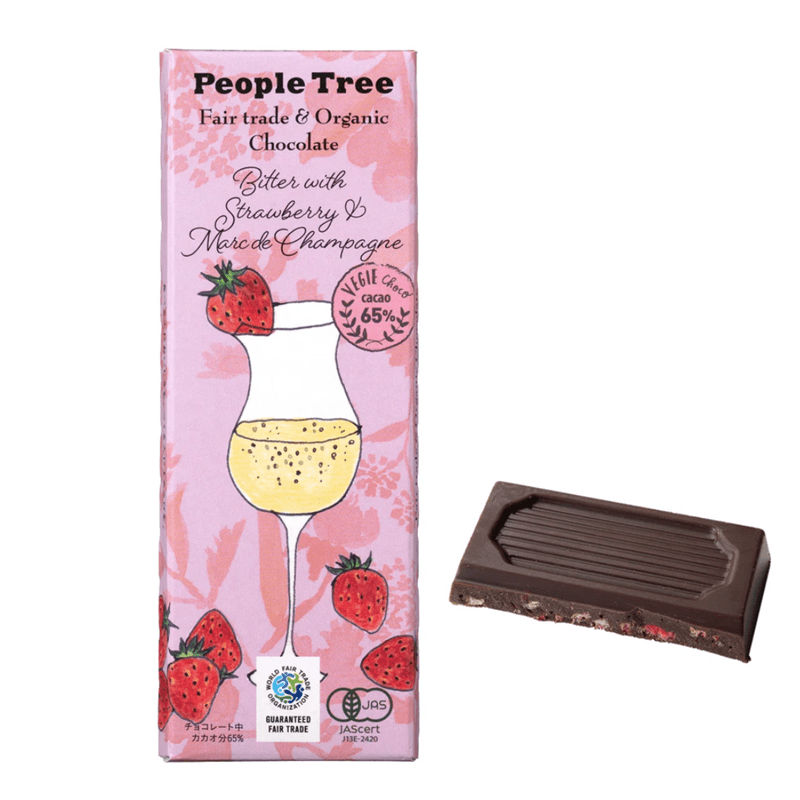 【秋冬限定】People Tree オーガニック ビター ウィズ ストロベリー＆マール・ド・シャンパーニュ 40g