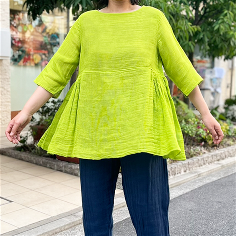 CAYA　かやサイドギャザートップス竹