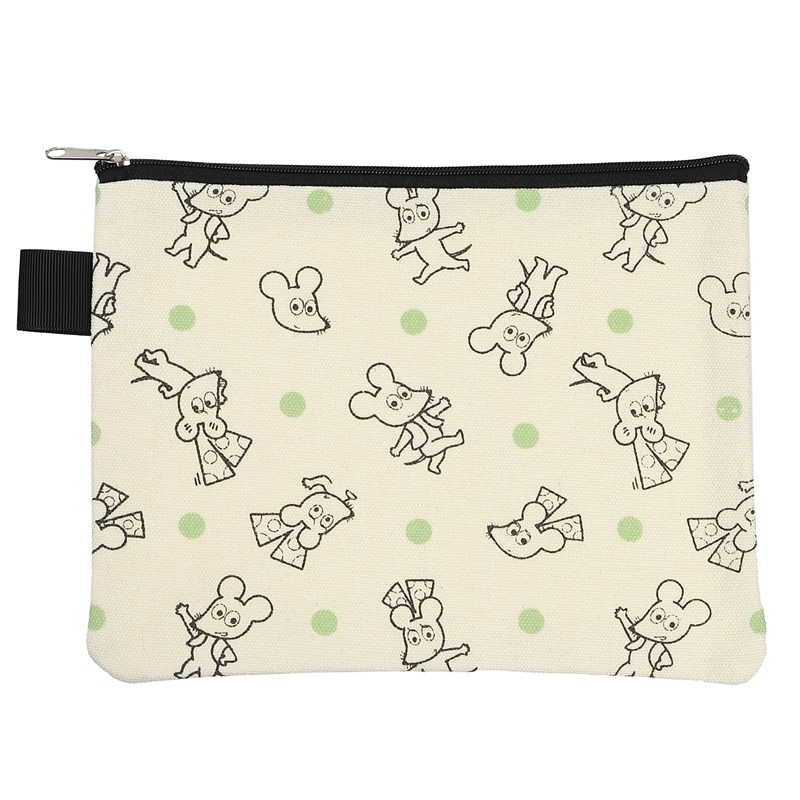 ねずみくんのチョッキ　フラットポーチ　総柄