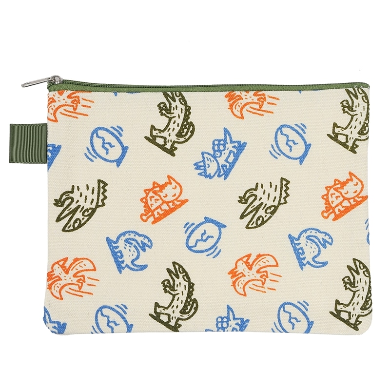 ティラノサウルス おまえうまそうだな　フラットポーチ　総柄