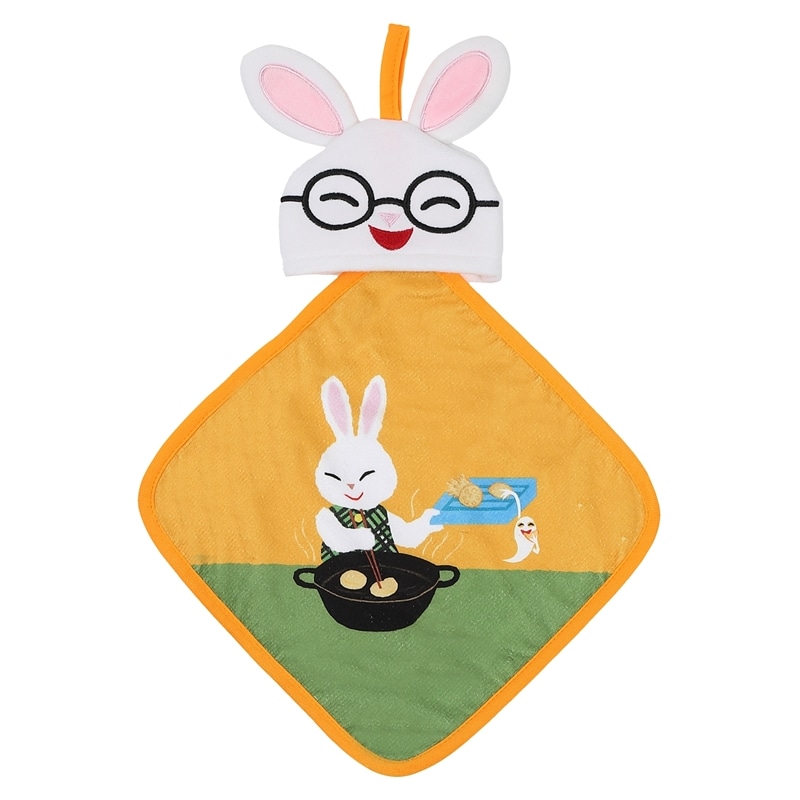 めがねうさぎ　ループタオル　オレンジ