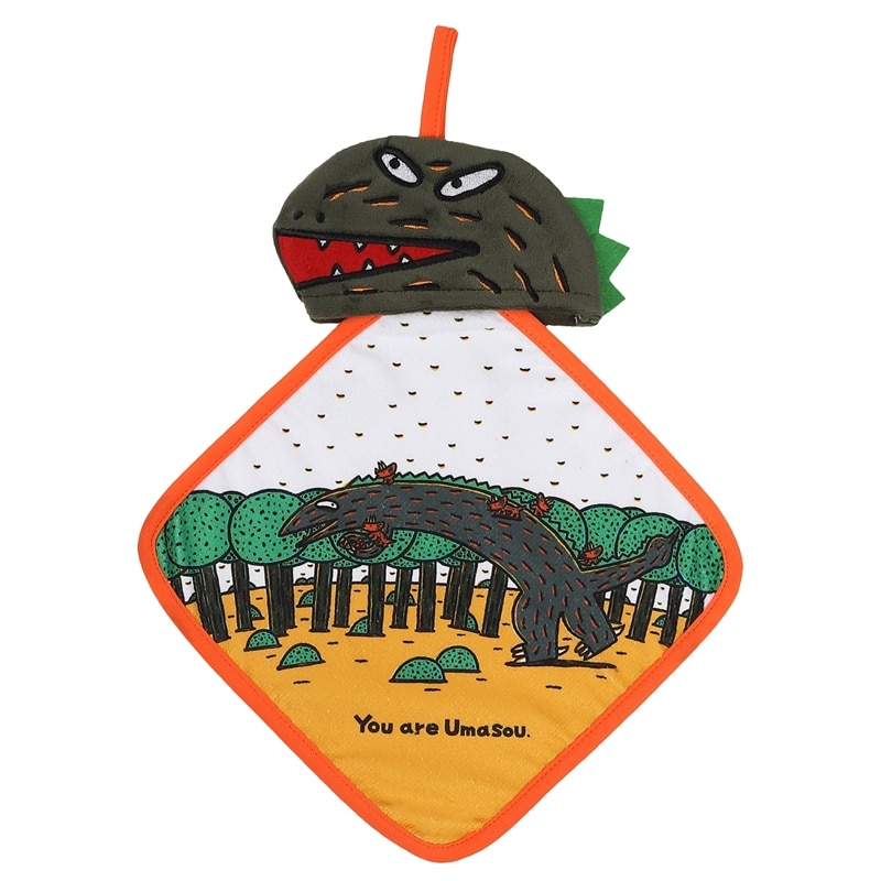 ティラノサウルス おまえうまそうだな　ループタオル（顔付）　おれんじ