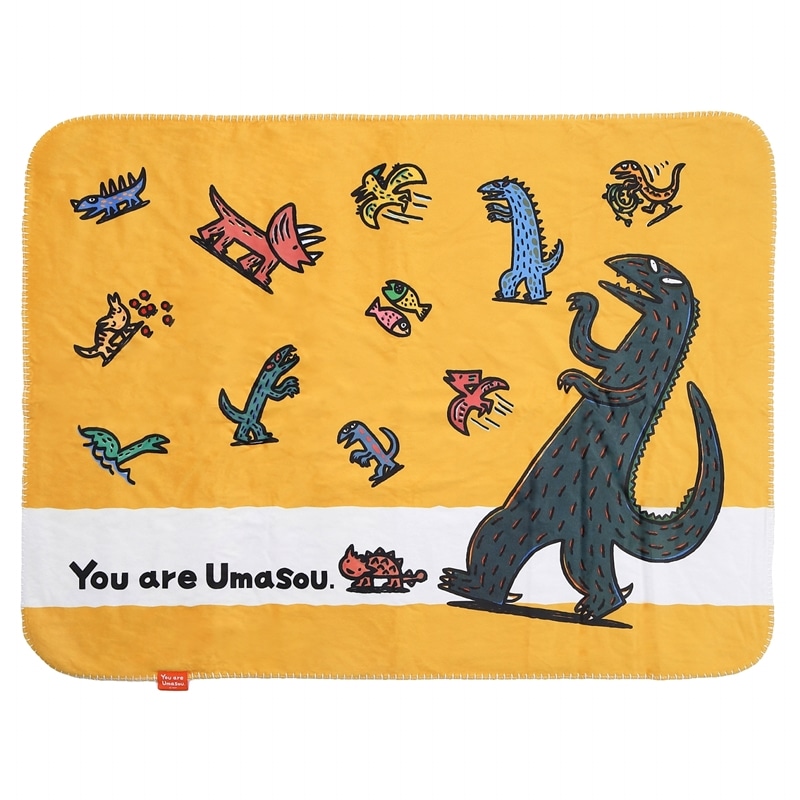 ティラノサウルス  おまえうまそうだな　ブランケット　イエロー