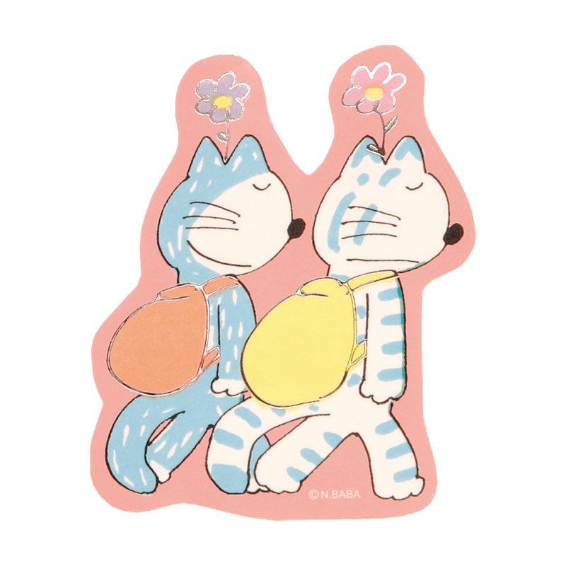 １１ぴきのねこ　箔押しステッカー（２ひき）