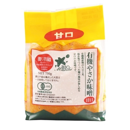 【冷蔵】ビオマーケット 有機やさか味噌 甘口 750g