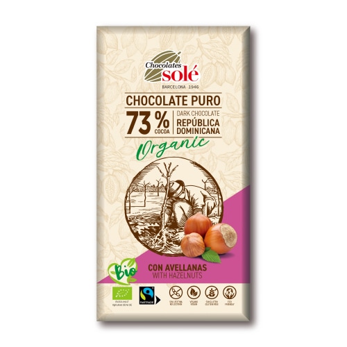 【期間限定】Chocolate Sole 有機ダーク73%　ヘーゼルナッツ 150g