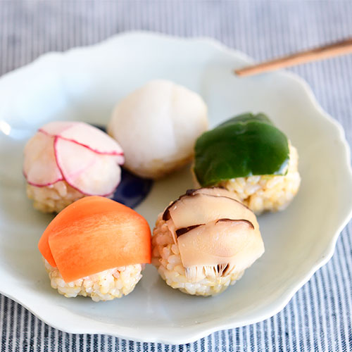 【レシピ】有機野菜のてまり寿司