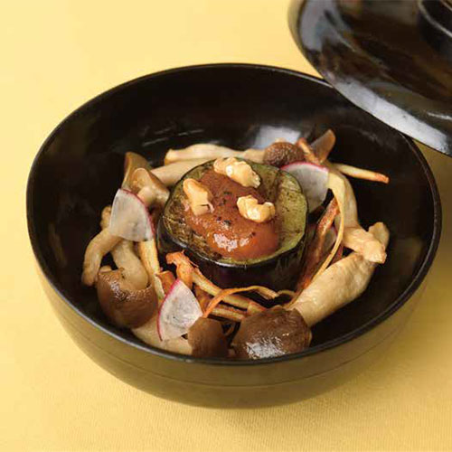 【レシピ】揚げなすのくるみ味噌添え