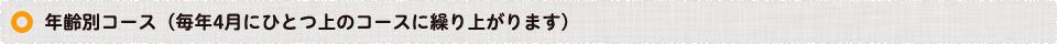 年齢別コース（毎年4月にひとつ上のコースに繰り上がります）