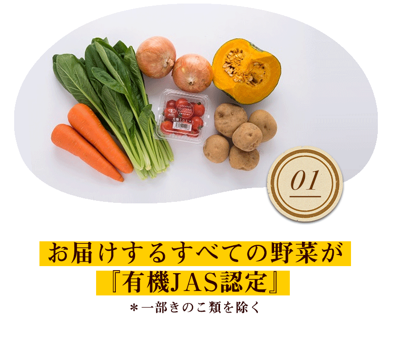 お届けするすべての野菜が有機JAS認定